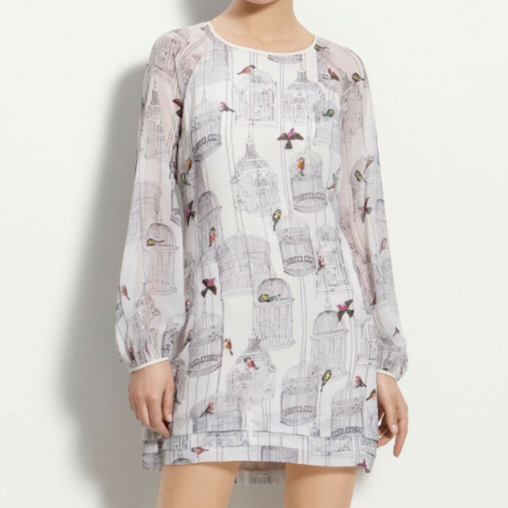 Ted Baker Birdcage Long Sleeve Beaded Shift Dress Size 1